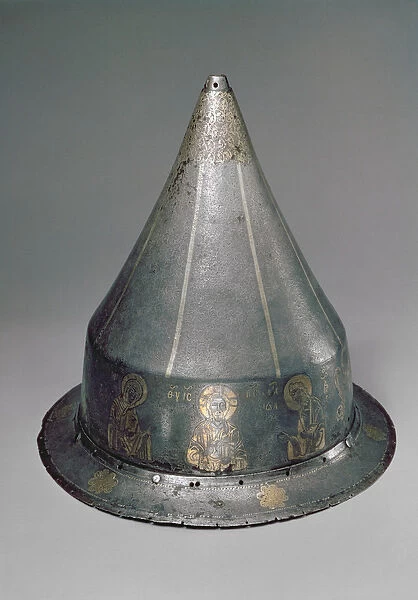 Helmet with the Deesis (steel with gold and silver inlay)