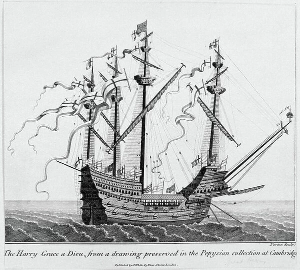 The 'Henri Grace a Dieu' or 'Great Harry'. (engraving?)