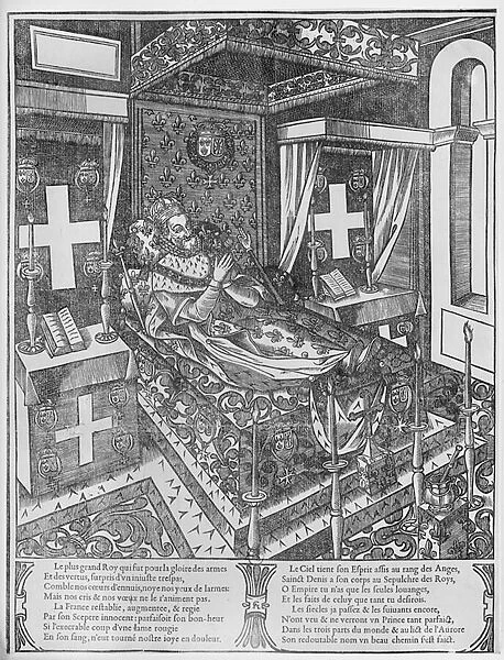 Henri IV (1553-1610) on his deathbed, 1610 (engraving) (b  /  w photo)
