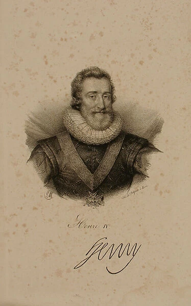 Henri IV (1553-1610) of France (litho)