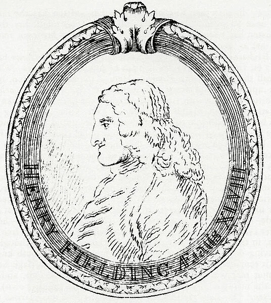 Henry Fielding, 1707 - 1754. English novelist and dramatist. After the engraving by William Hogarth. From Impressions of English Literature, published 1944