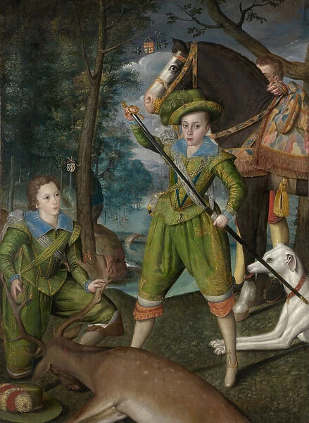 Henry Frederick, Prince of Wales, with Sir John Harington in the Hunting Field, 1603 (oil on canvas)