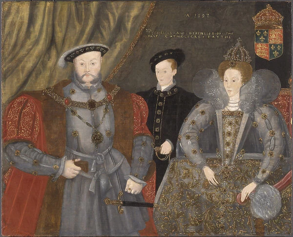 Henry VIII, Elizabeth I, and Edward VI, 1597 (oil on panel)