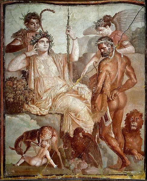 Heracles finds his son Telephus in the Montains of Arcadia. 70 AD (fresco)