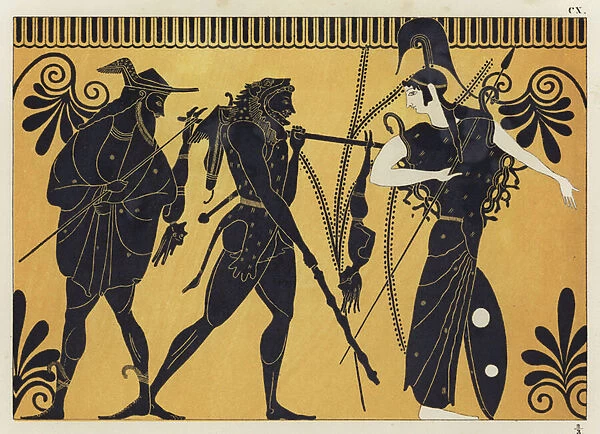 Hercules and Cercopes (colour litho)