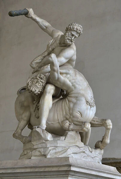 Hercules in the fight against the centaur Nessus, 16th century (marble)