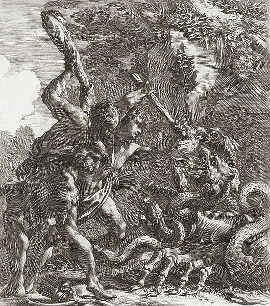 Hercules and the Hydra. (print)