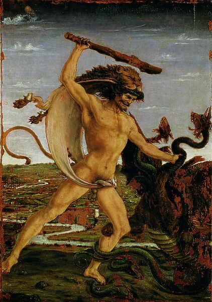 Hercules and the Hydra (tempera on panel)