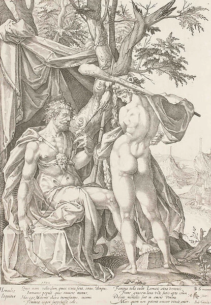 Hercules and Omphale, 1590 (engraving)