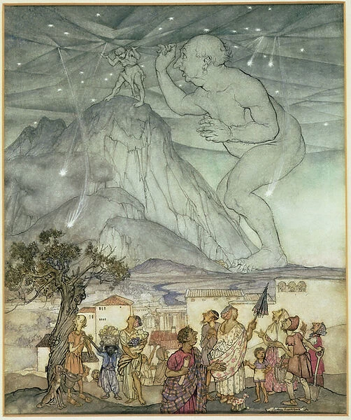 Hercules Supporting the Sky in Place of Atlas, 1922 (w  /  c with pen and ink on paper)