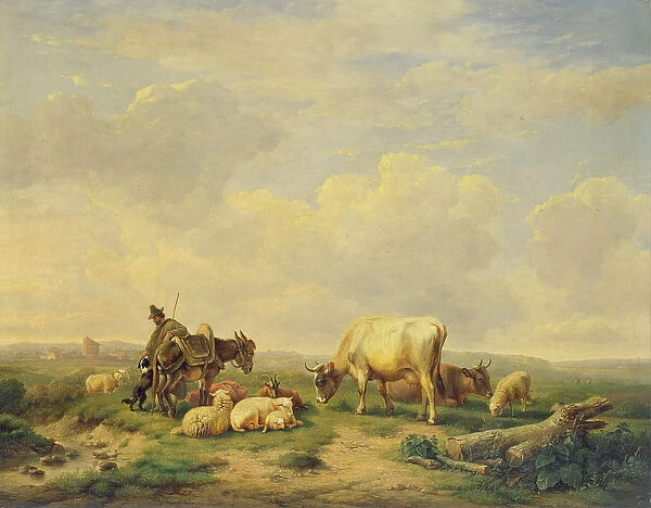 Herdsman and Herd, c. 1880 (oil on panel)