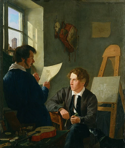 Hermann Kauffmann and Georg Haeselich (1806-94) in Kauffmanns Munich Studio, 1830