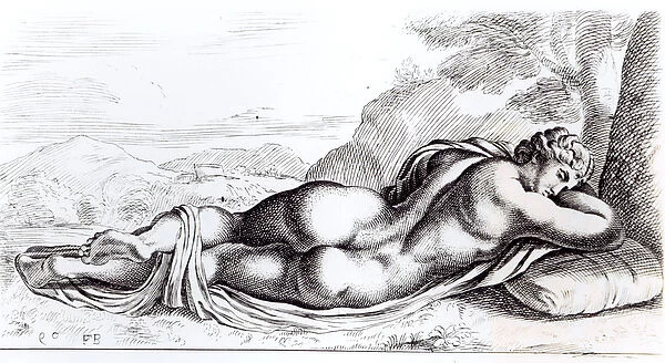Hermaphrodite in the Borghese Gardens, c. 1653 (etching) (b  /  w photo)