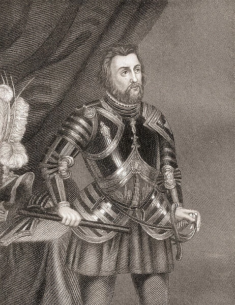 Hernan Cortes de Monroy y Pizarro, from History of The Conquest of Mexico, published 1850