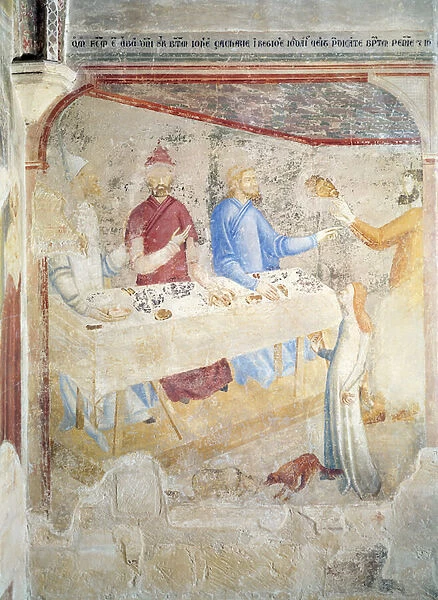 Herods Feast, scene from The Life of St. John the Baptist Cycle in the Chapel of St. Jean, 1346-48 (fresco)