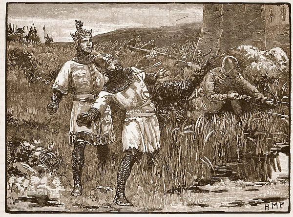 Heroism of St. Clair at the Siege of Bridgnorth Castle, illustration from