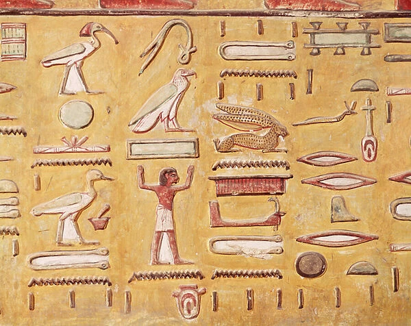 Hieroglyphics, from the Tomb of Seti I, New Kingdom (wall painting)