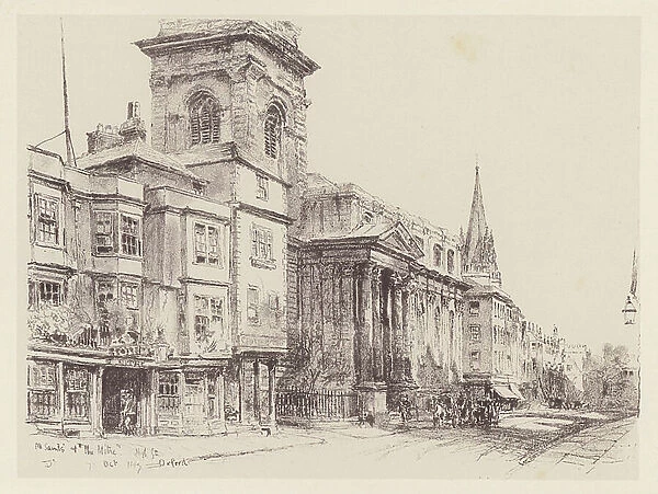 The High, with All Saints Church and the Mitre Hotel (litho)