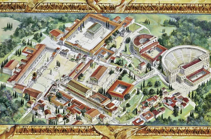 Framed Print : High angle view of a temple and a theater complex, Temple of Apollo, Corinth, Greece Framed Print : High angle view of a temple and a theater complex, Temple of Apollo, Corinth, Greece