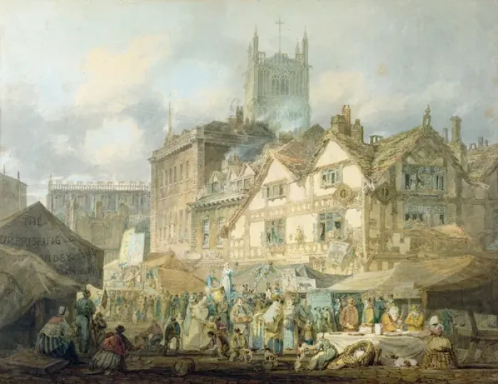 Framed Print : High Green, Queen Square, Wolverhampton, 1795 (w  /  c)