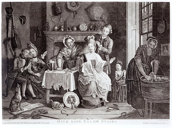 High Life Below Stairs, engraved by Caldwell, pub. in 1772 (engraving) (b&w photo)
