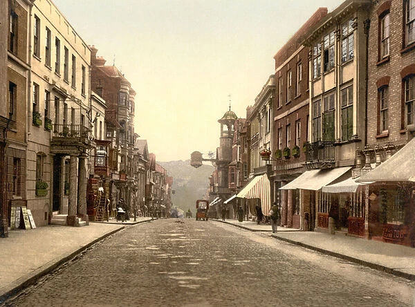 High Street, Guildford (hand-coloured photo)