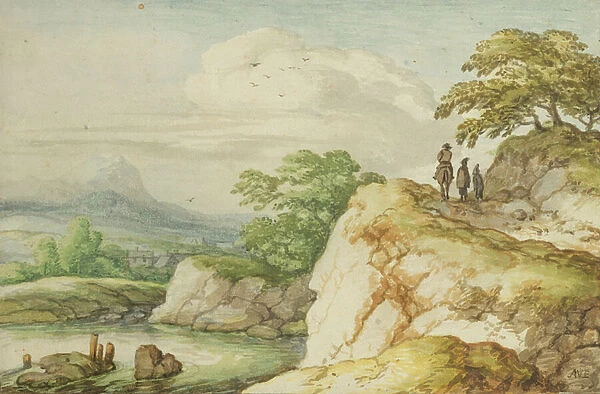 Hikers in the Highlands, c. 1655 (w  /  c on paper)