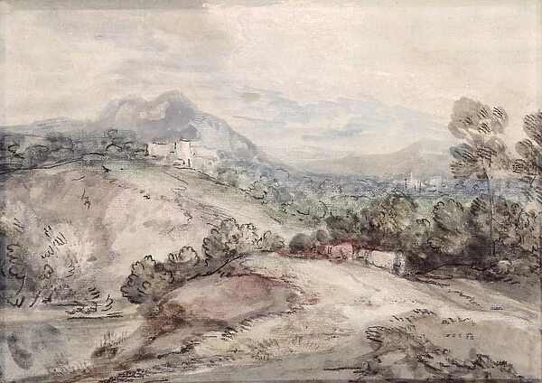 A Hilly Landscape, 1785 (pen, ink and gouache on paper)