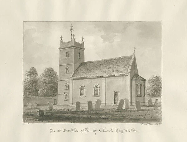 Himley Church: sepia drawing, 1845 (drawing)