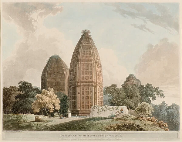 Hindoo Temples at Bindrabund on the River Jumna, 1795 (engraving)