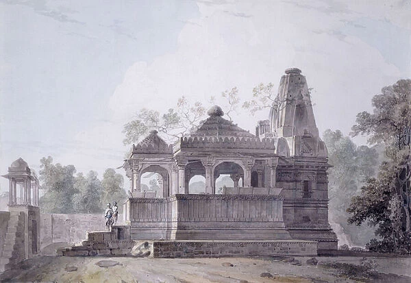 A Hindu Temple in the Fort of Rohtas, Bihar, (pencil and w  /  c)