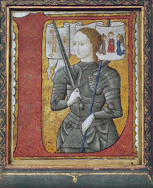 Historiated Initial depicing Joan of Arc (1412-31), 15th century (vellum)