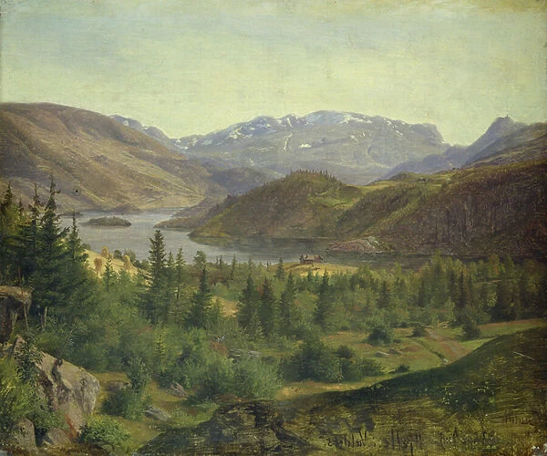 Hjelle in Valders Tile Fjord, 1835 (oil on canvas)