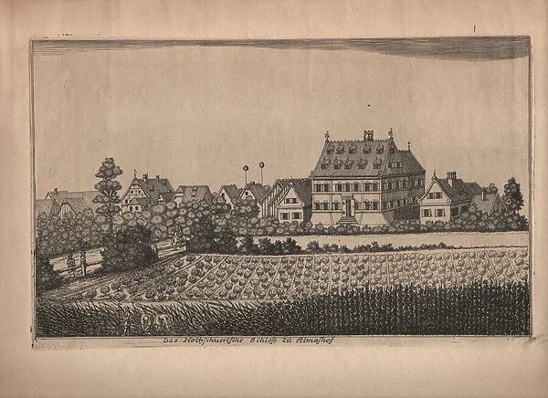 The Holtzschuer Castle in Almashof, 1709 (engraving)