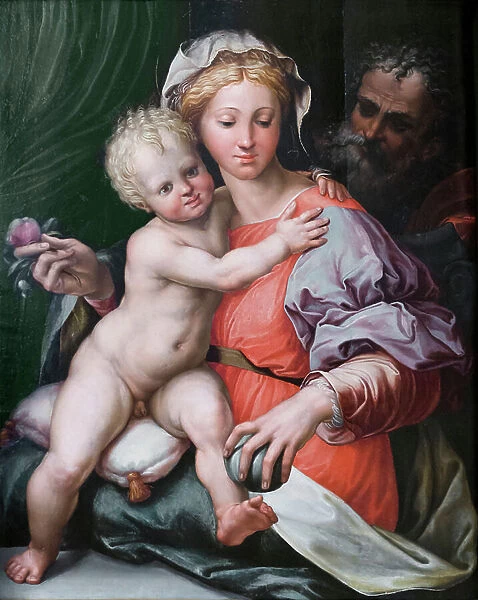Holy family, 16th century (oil on panel)