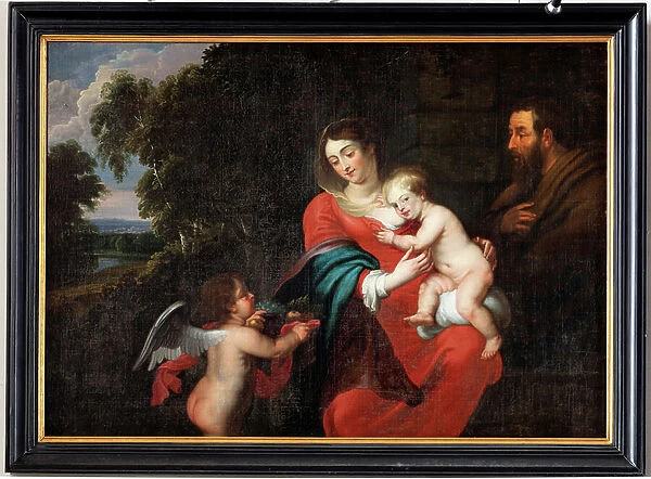Holy family with an angel, Tsysssens or Jacques D'Arthois (?) (painting)
