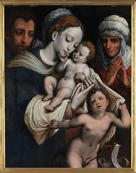 Holy Family with Elisabeth and John the Baptist (oil on panel)