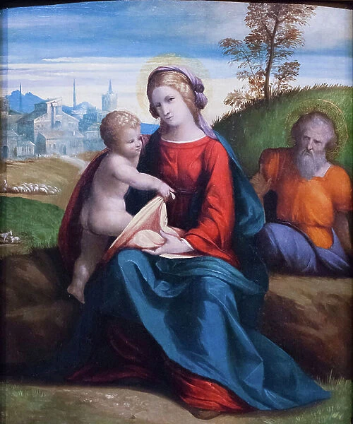 Holy family, (oil on canvas)