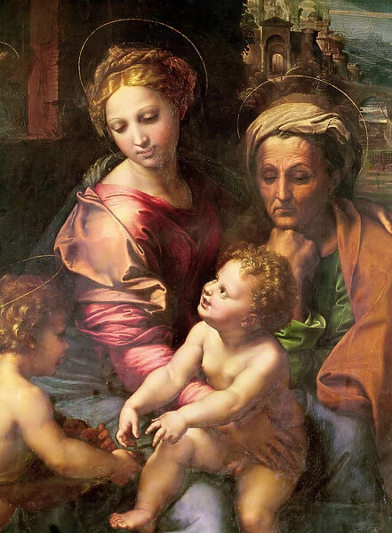 The Holy Family (or The Pearl), detail: the Virgin, Saint Elizabeth and Child, c