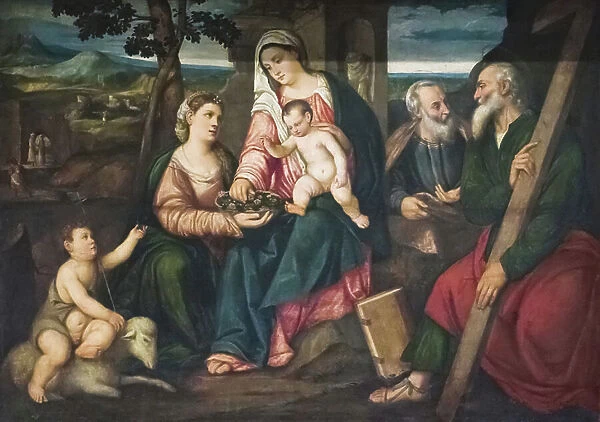 Holy Family with Saints (oil on canvas)