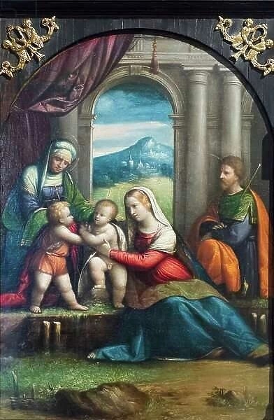 Holy family with st John and st Elisabeth, 1515-1518, (oil on panel)