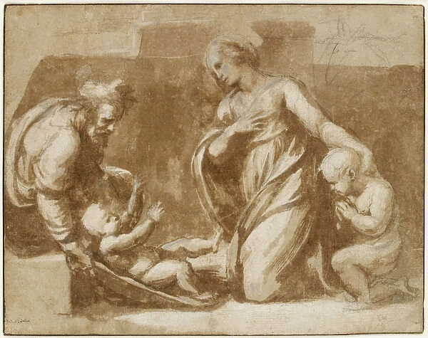The Holy Family, WA1940. 68 (brush drawing in brown ink, heightened with white bodycolour