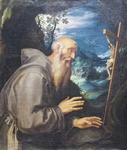 A Holy Hermit (oil on canvas)