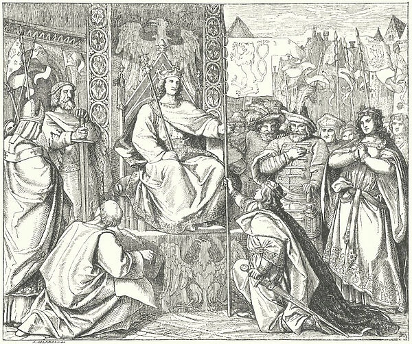 The Holy Roman Emperor Henry VII recalls his son, John of Bohemia (engraving)
