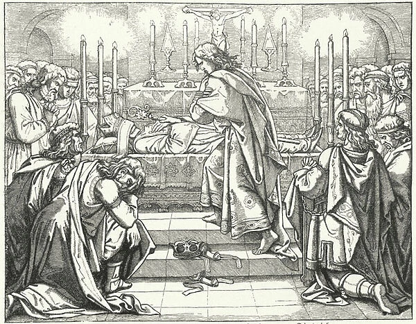 The Holy Roman Emperor Otto III at the tomb of St Adalbert of Prague (engraving)