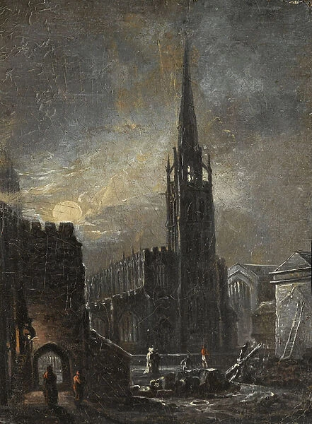 Holy Trinity and St. Michaels by Night, c. 1826 (oil on board)