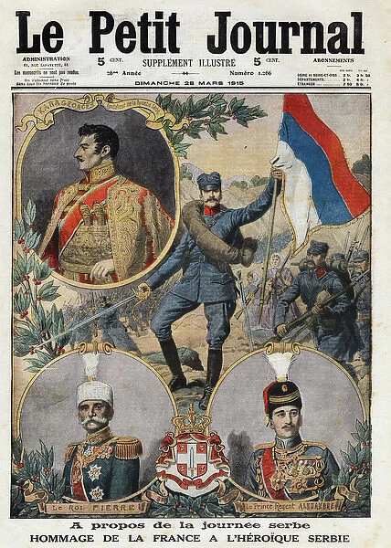 Homage of France to its Serbian Heroic engraving in 'Le Petit Journal'