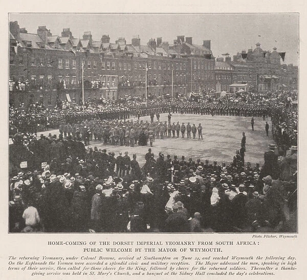 Home-Coming of the Dorset Imperial Yeomanry from South Africa, Public Welcome by the Mayor of Weymouth (b  /  w photo)
