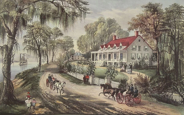 A Home On The Mississippi, pub. 1871, Currier & Ives (colour litho)