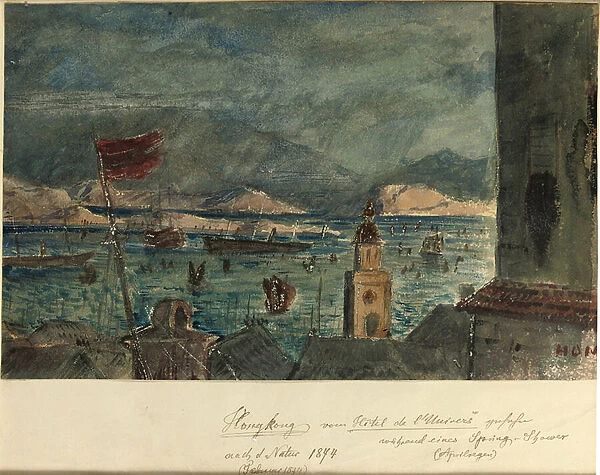 Hong Kong from Hotel de l Univers: April in Asia, 1874 (w  /  c on paper)